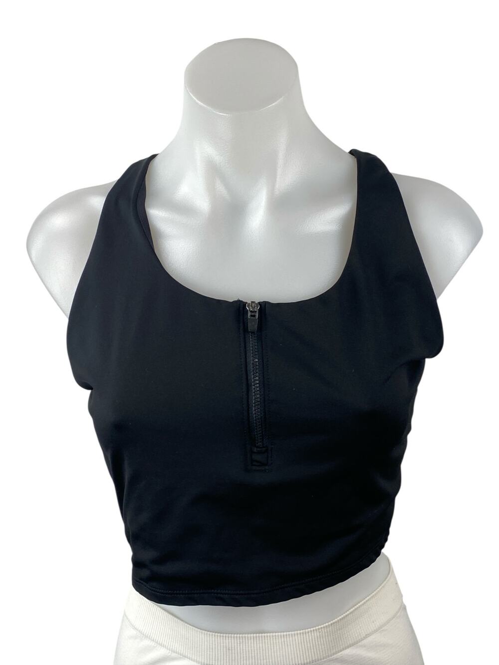 Joy Lab Women's Black Zip Racerback Yoga Running Workout Athletic Crop Top Sz L